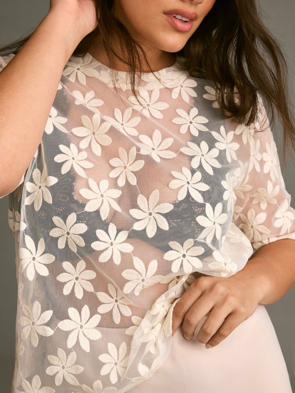 Porridge Daily Sheer Lace Tee S